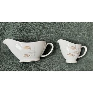 Vintage Trend China Capri Gravy Boat & Creamer Japan Gold Wheat MCM